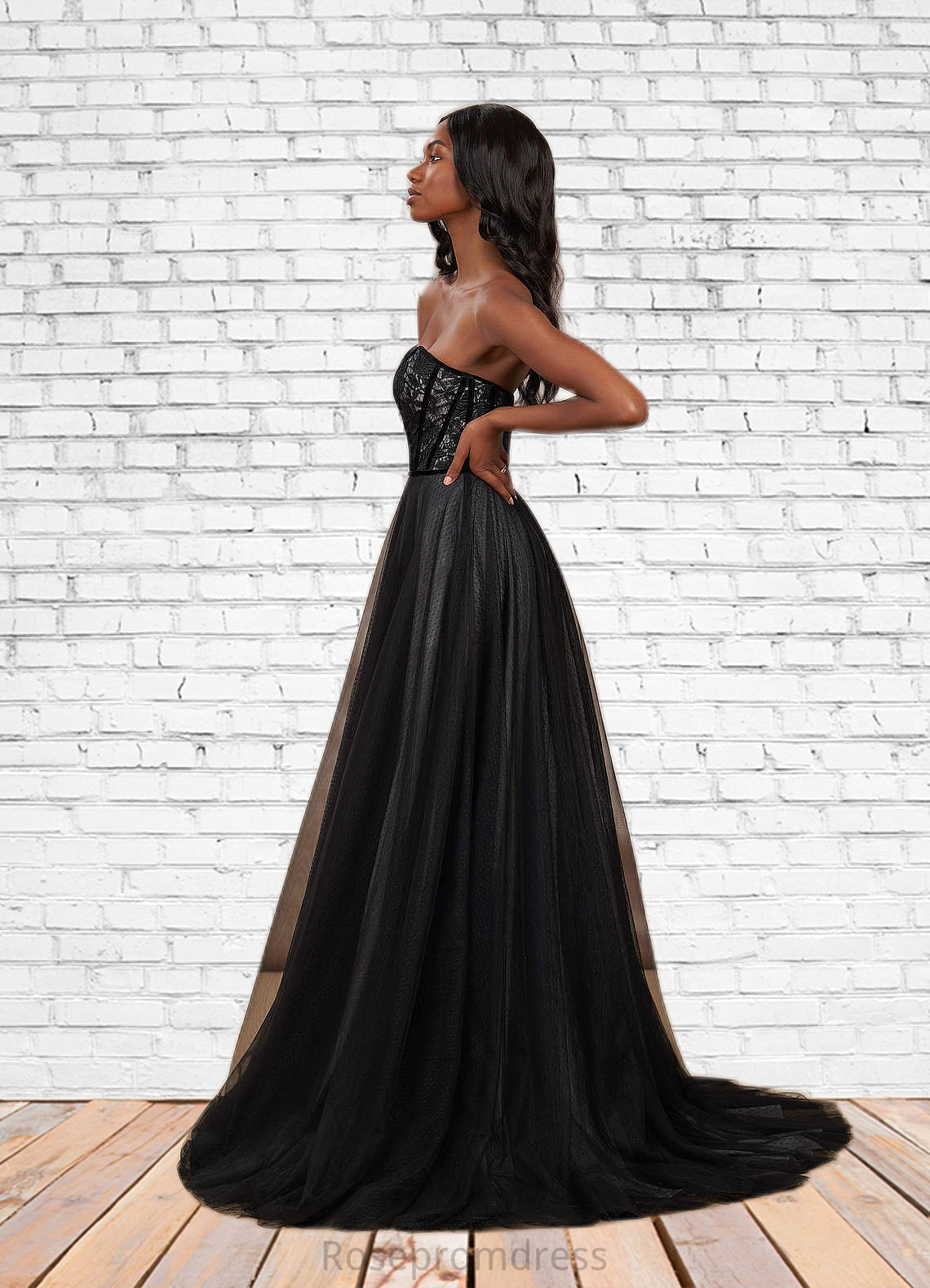 Mariam Ball-Gown Lace Tulle Sweep Train Dress SRSP0020117