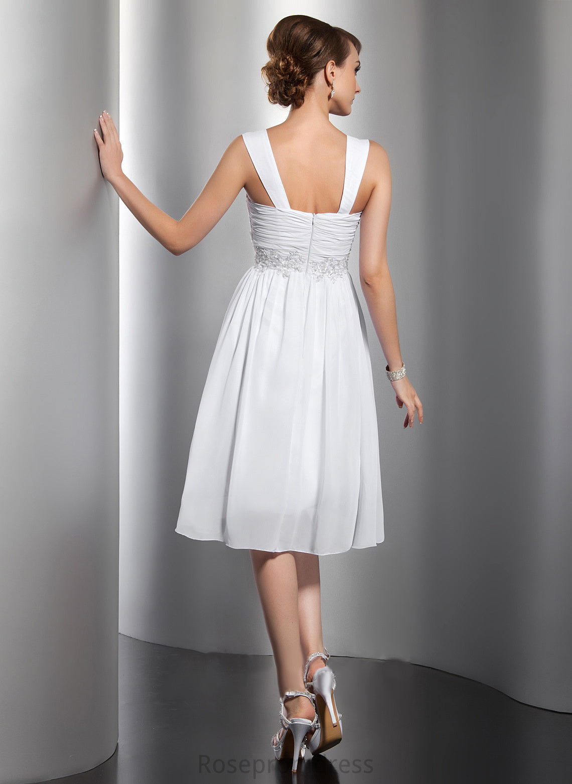 Lace Square Ruffle A-Line Neckline With Chiffon Beading Homecoming Knee-Length Dress Appliques Makenna Homecoming Dresses