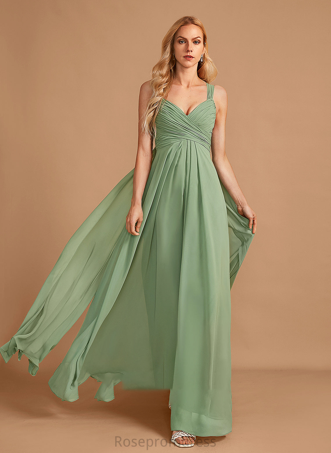 Fabric Neckline Silhouette Length Floor-Length Ruffle Embellishment A-Line V-neck Carlee Natural Waist Scoop Bridesmaid Dresses