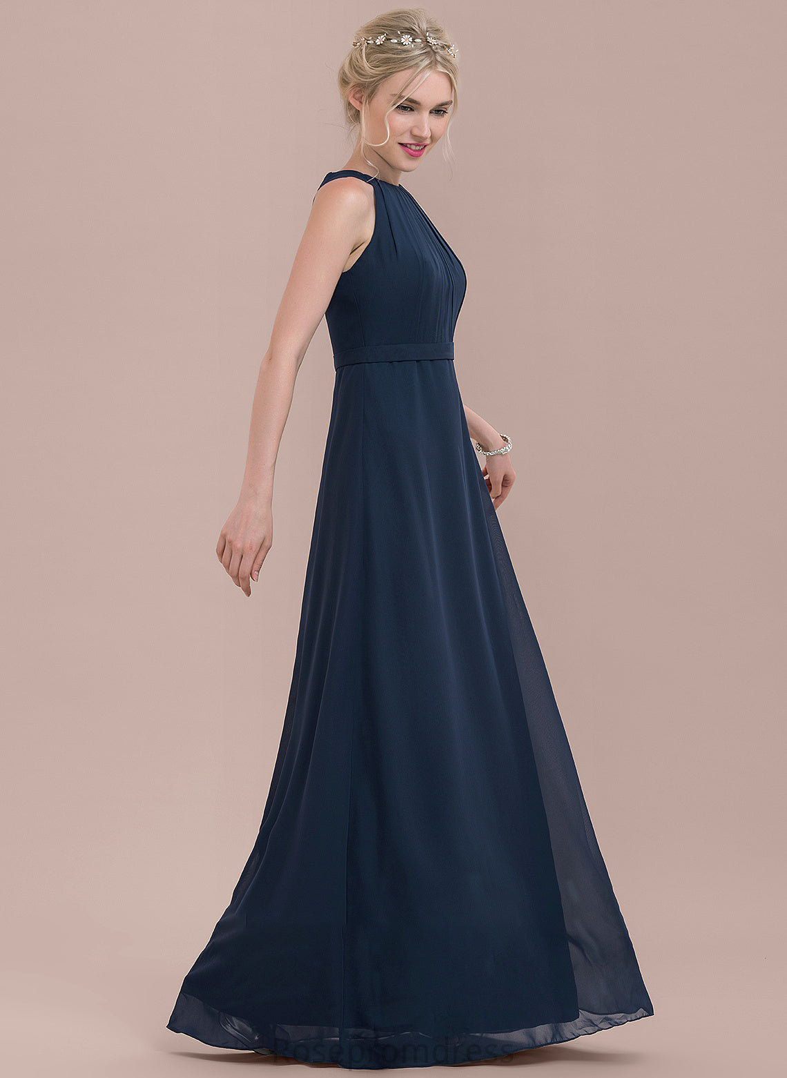 Embellishment Silhouette Length Floor-Length ScoopNeck Neckline A-Line Ruffle Fabric Kaitlyn Scoop Sleeveless Bridesmaid Dresses