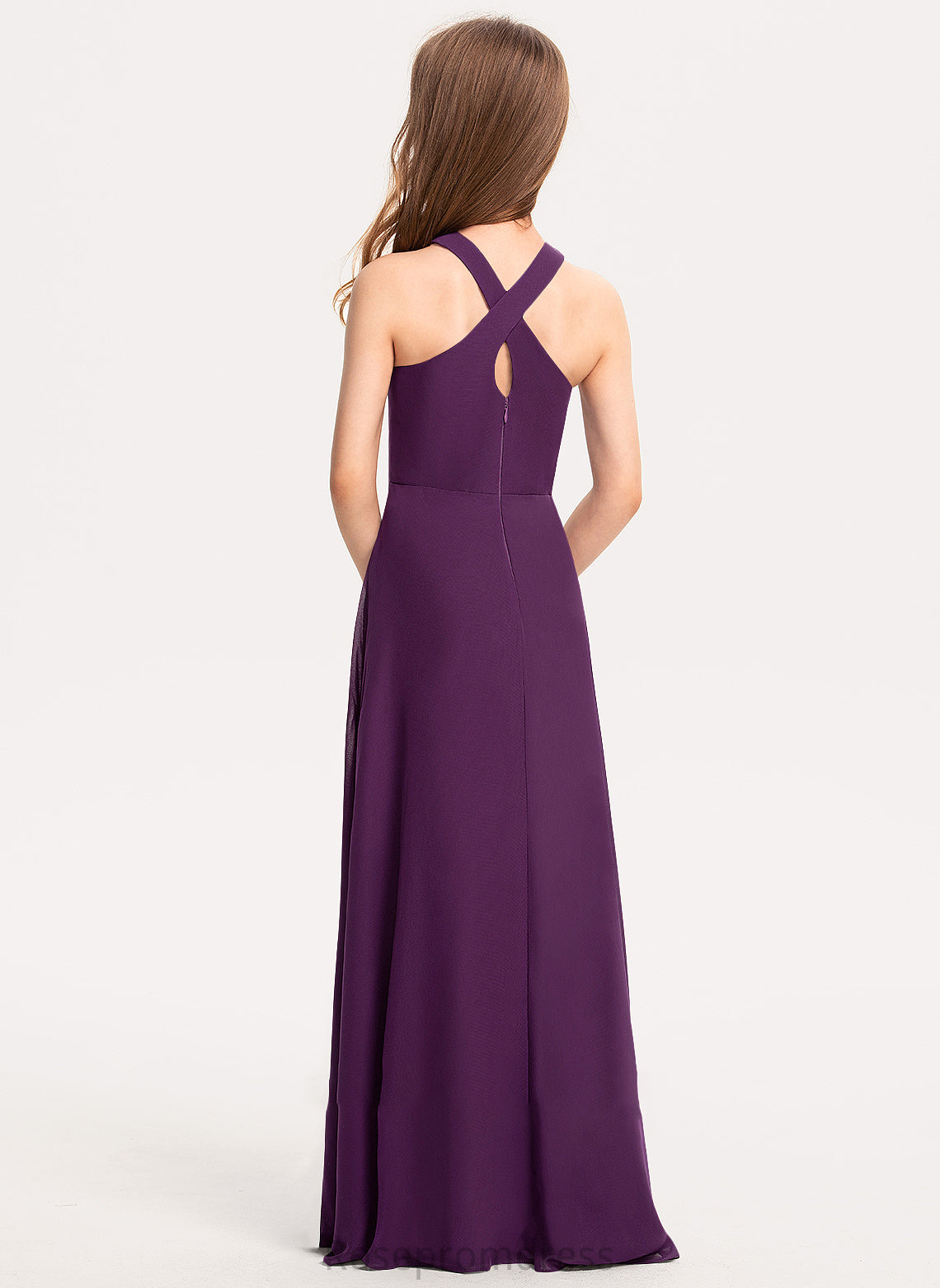 Junior Bridesmaid Dresses V-neck A-Line Floor-Length Yaritza Chiffon