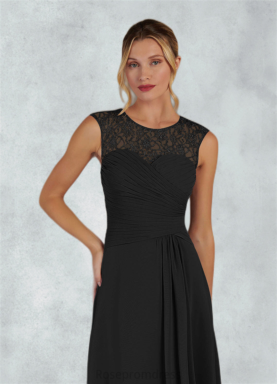 Adelaide A-Line Lace Chiffon Asymmetrical Dress SRSP0019845