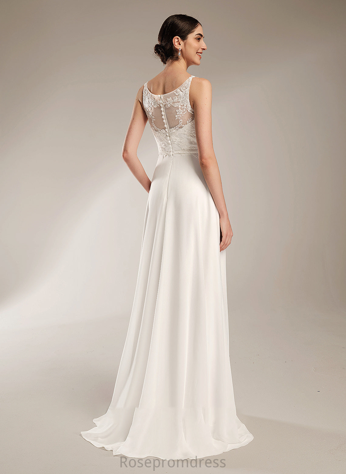 Ashley A-Line Lace Train Sequins Dress Sweep Wedding Illusion Wedding Dresses With