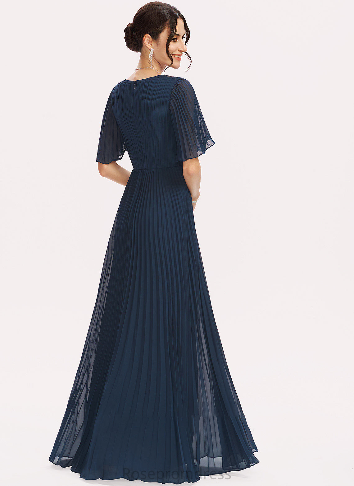 A-Line Silhouette Ruffle Embellishment Floor-Length Length Neckline Fabric V-neck Josephine High Low A-Line/Princess Bridesmaid Dresses