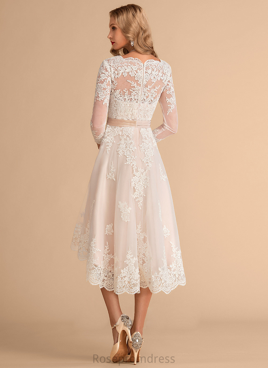 Satin Maisie Asymmetrical A-Line Wedding Dresses Lace Dress Wedding Tulle V-neck