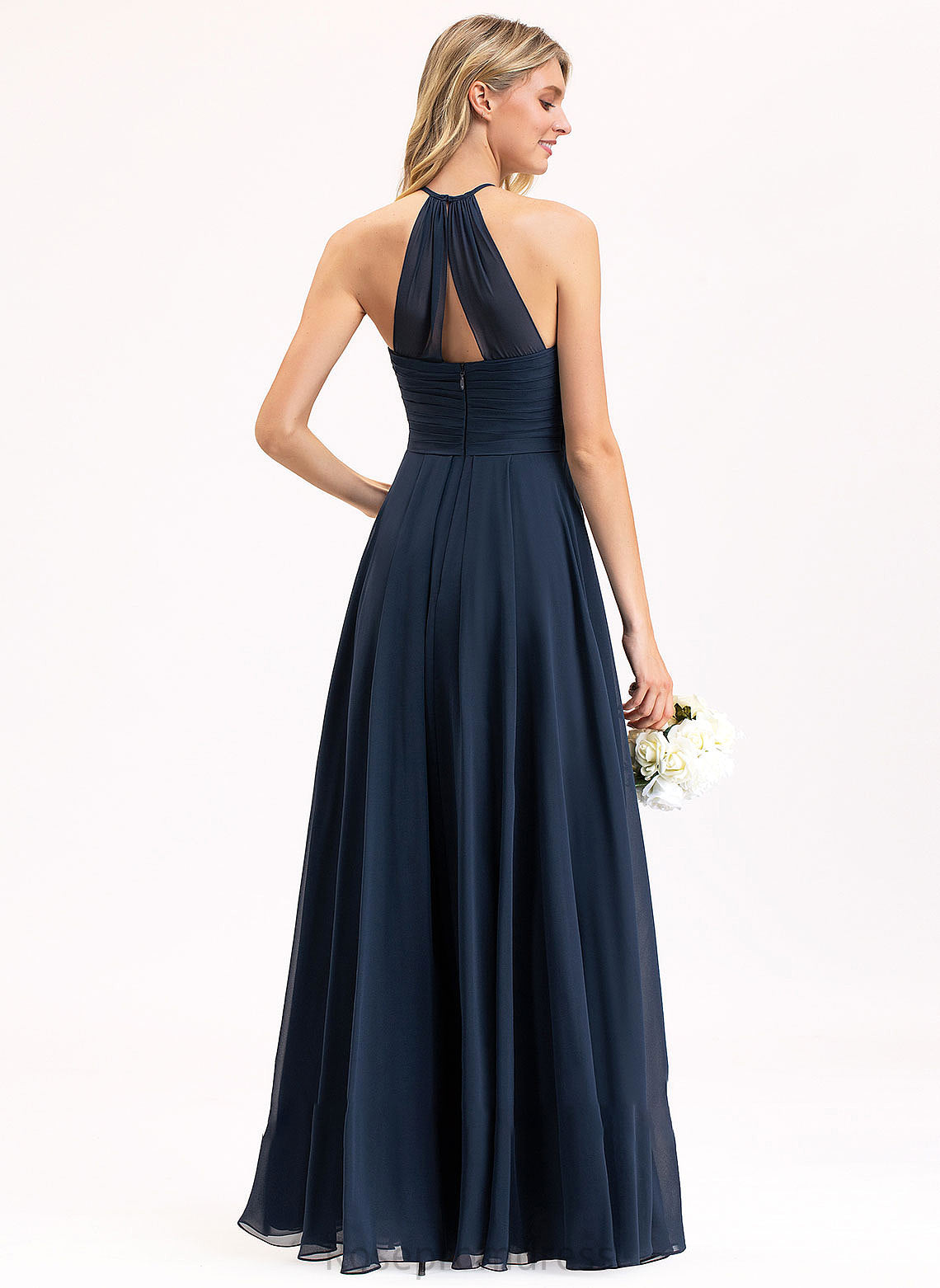 ScoopNeck Silhouette Ruffle Fabric Floor-Length Embellishment A-Line Neckline Length Carla V-Neck A-Line/Princess Bridesmaid Dresses