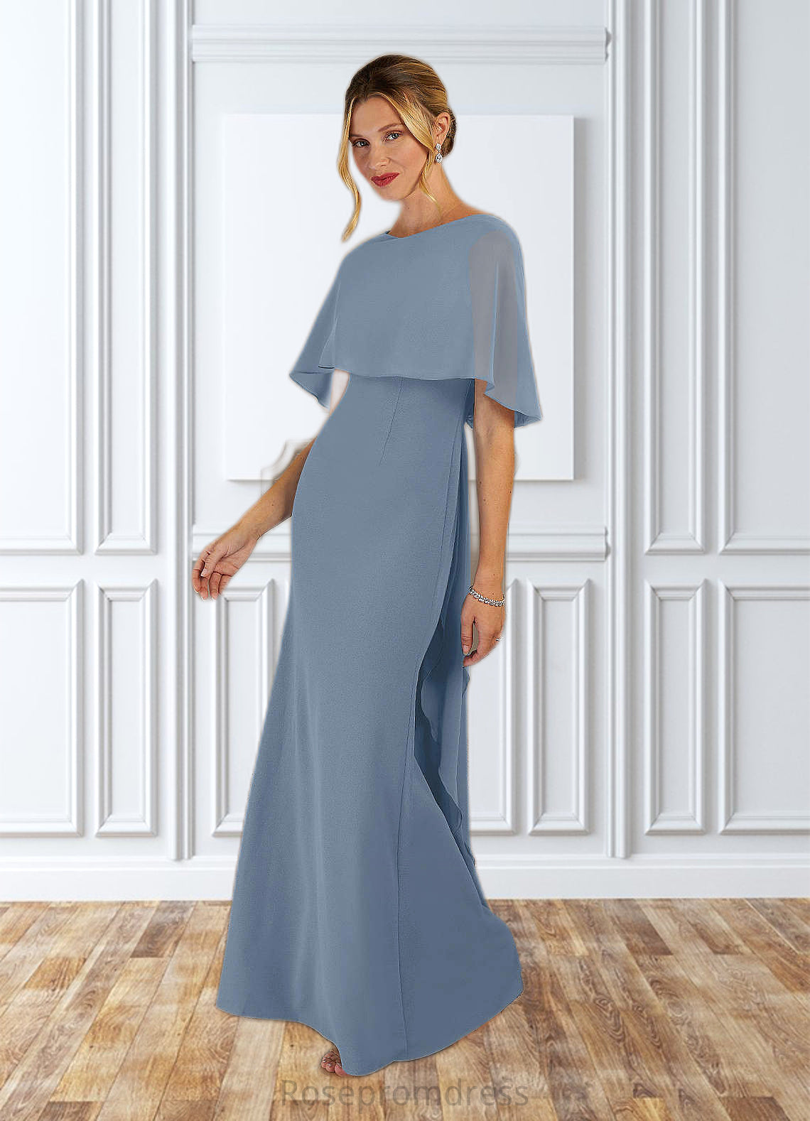Rosa Sheath Chiffon Floor-Length Dress SRSP0019827