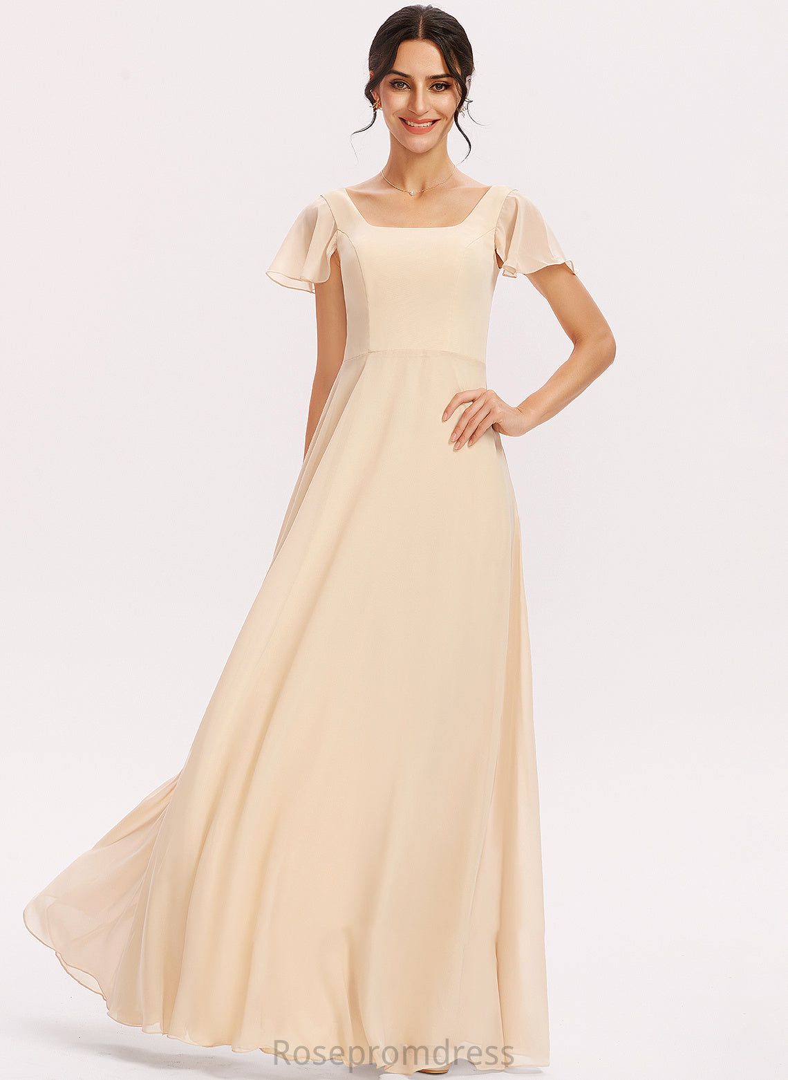 Embellishment CascadingRuffles Fabric Silhouette SquareNeckline Neckline Length A-Line Floor-Length Meredith A-Line/Princess Floor Length Bridesmaid Dresses