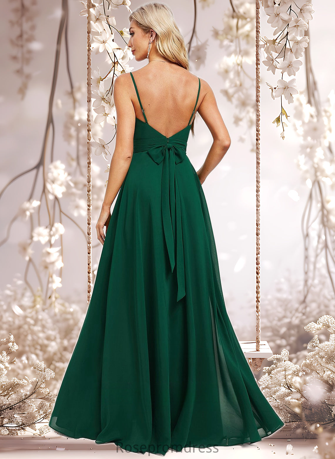 Regan A-line V-Neck Floor-Length Chiffon Bridesmaid Dress DSP0025813