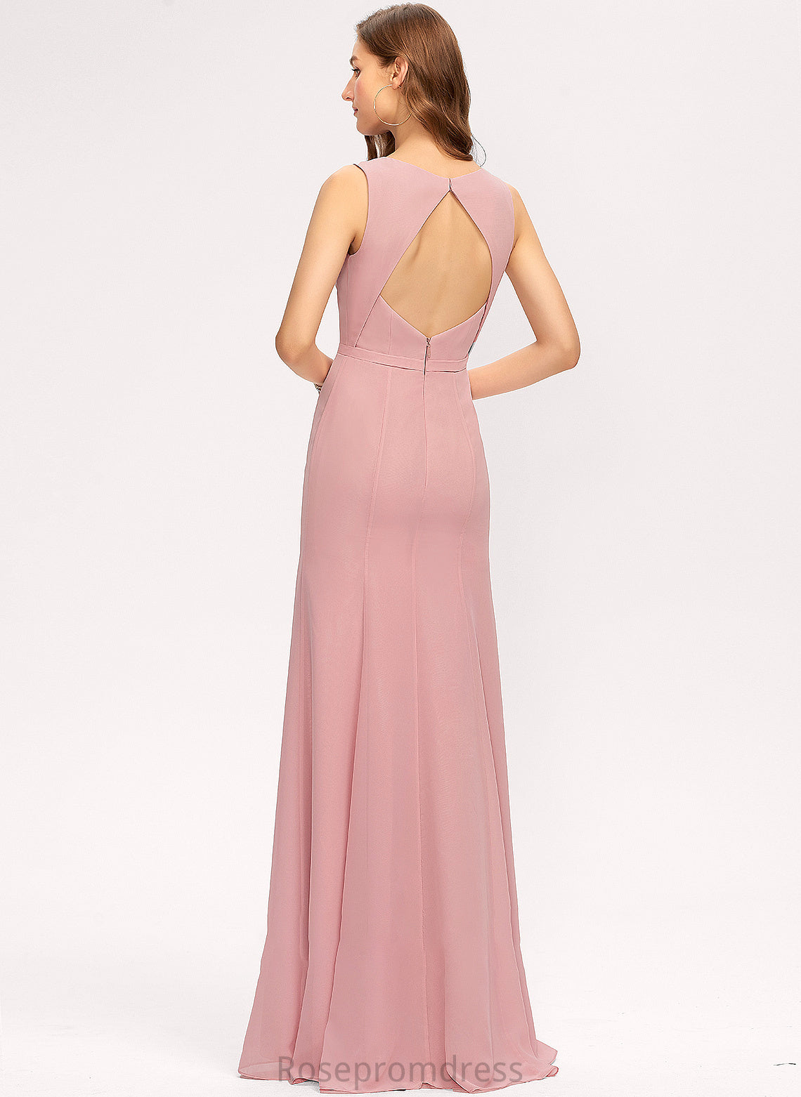 Neckline ScoopNeck Floor-Length Sheath/Column Silhouette SplitFront Fabric Length Embellishment Evelyn Bridesmaid Dresses