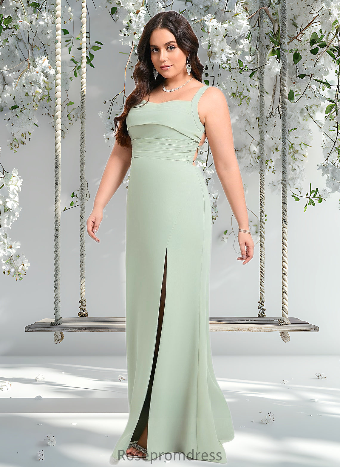 Alisa Trumpet/Mermaid Square Floor-Length Chiffon Bridesmaid Dress DSP0025808