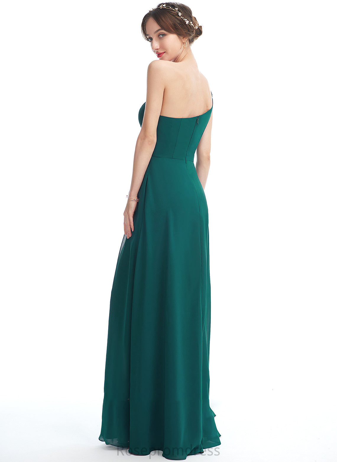 Floor-Length Fabric SplitFront Length Neckline Pockets One-Shoulder A-Line Embellishment Silhouette Kierra Bridesmaid Dresses