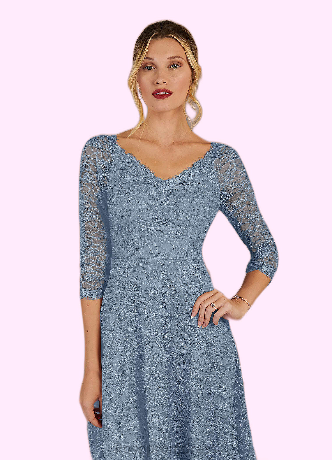 Jaycee A-Line Lace Knee-Length Dress SRSP0019899