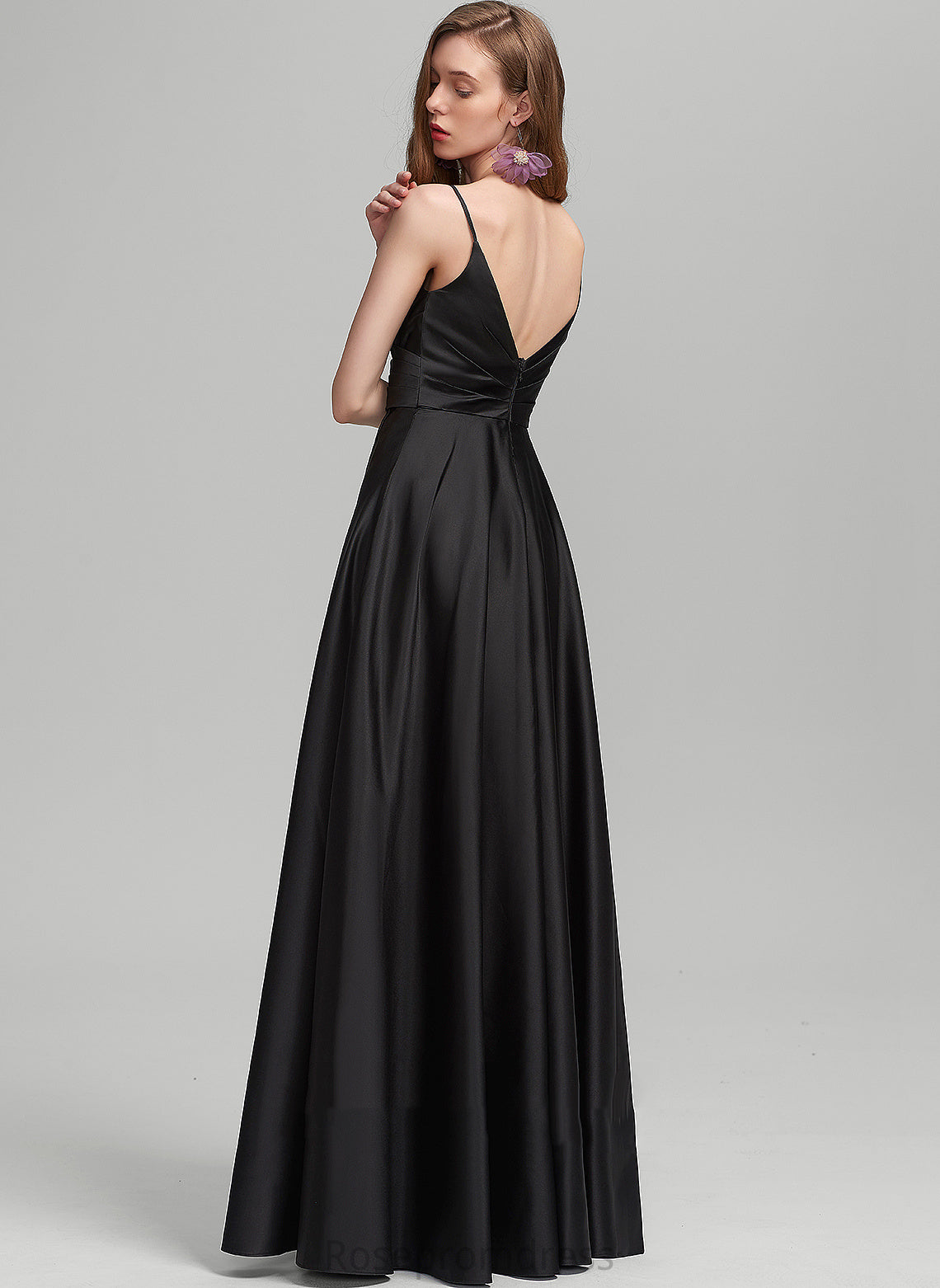 Length Neckline Ruffle V-neck Silhouette A-Line Floor-Length Embellishment Fabric Elise Bridesmaid Dresses