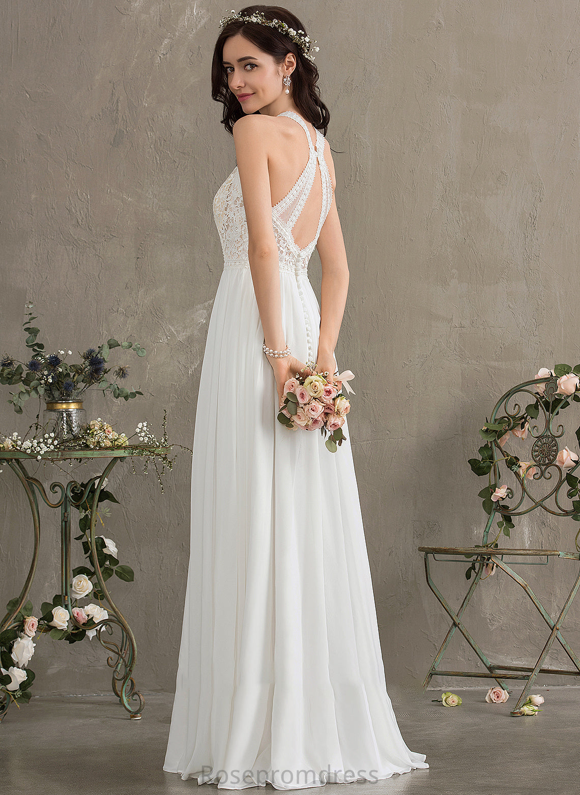 Neck Wedding Dress A-Line Hope Wedding Dresses Scoop Floor-Length Chiffon