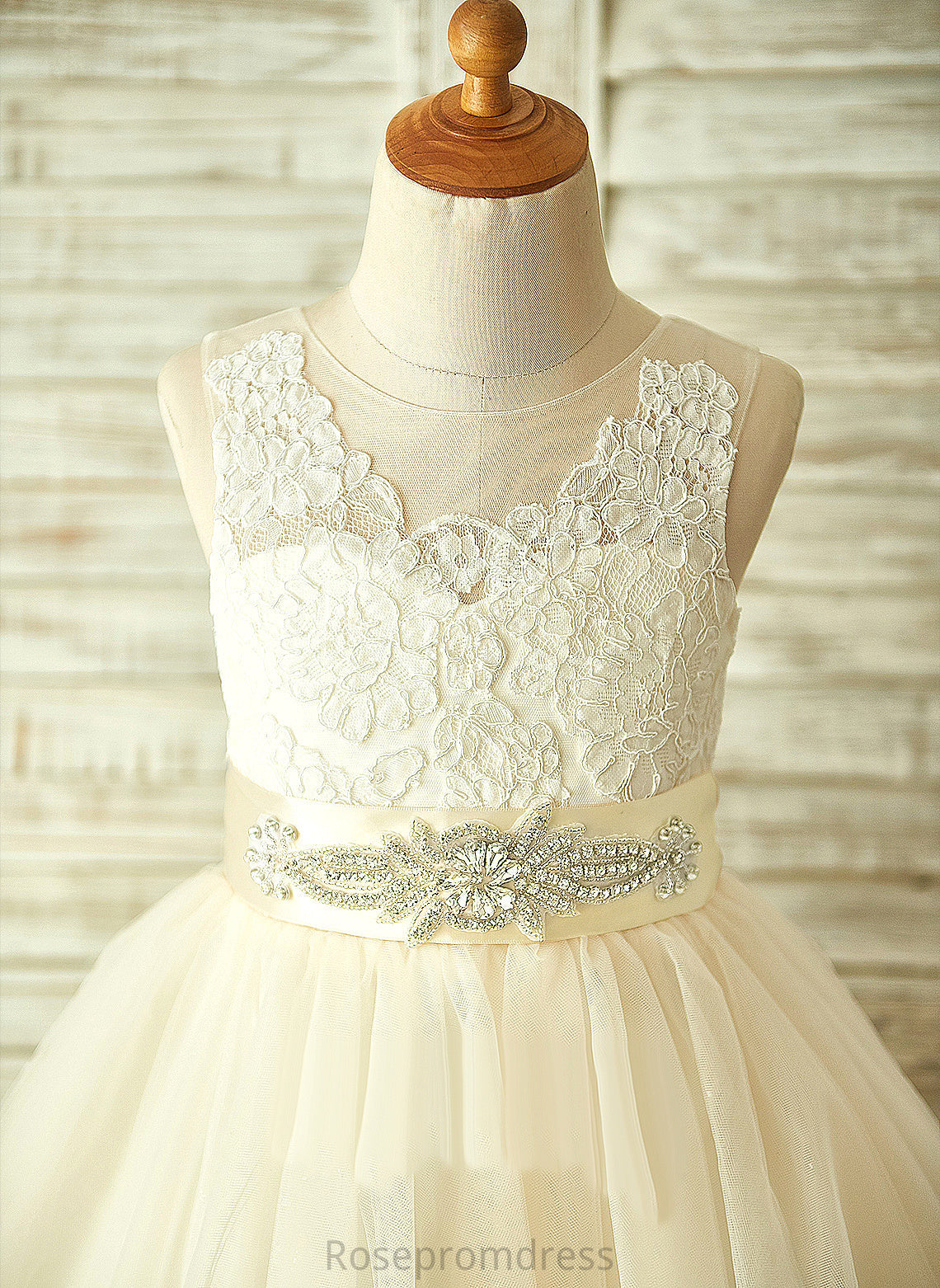 Lisa Sleeveless Tulle/Lace Knee-length - Flower Dress Neck A-Line Scoop Bow(s) Flower Girl Dresses Girl With