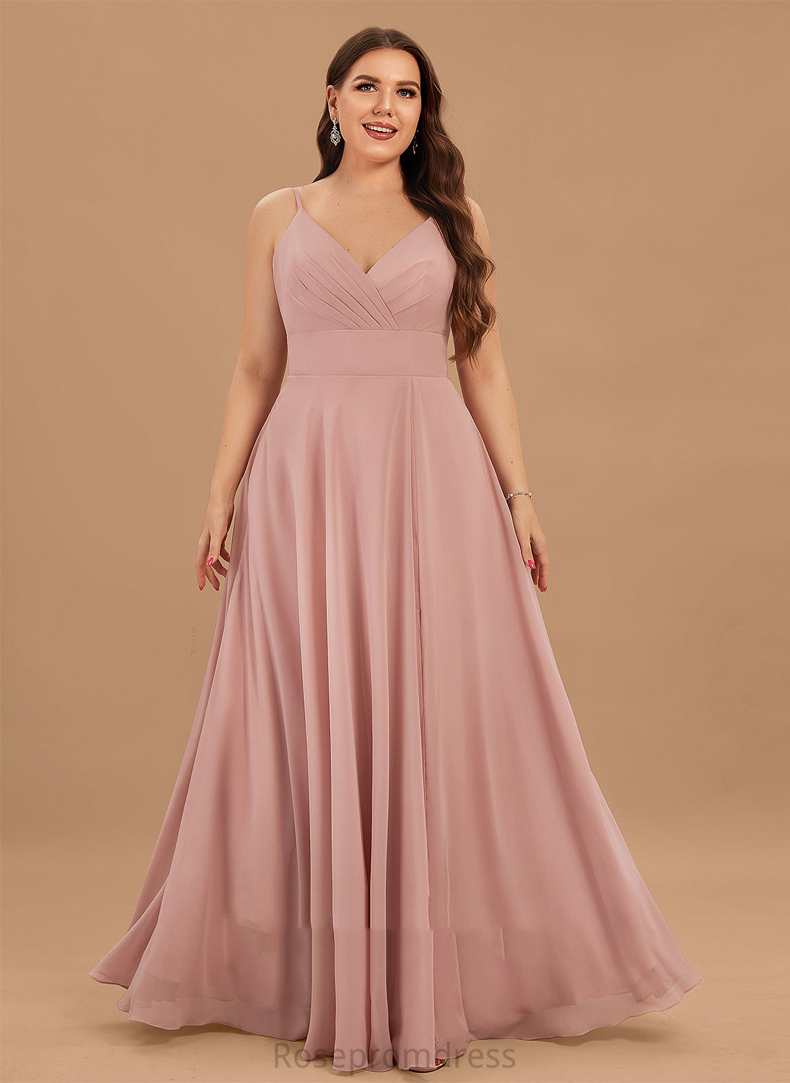 Length V-neck Fabric A-Line Silhouette Ruffle Neckline Floor-Length Embellishment Lisa Empire Waist A-Line/Princess Bridesmaid Dresses