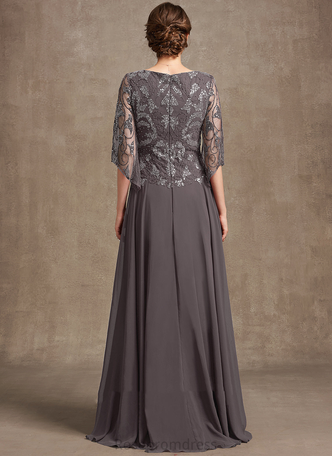 Scoop Floor-Length Bethany With Dress Neck Lace Mother of the Bride Dresses Bride A-Line Beading Mother the Sequins Chiffon of