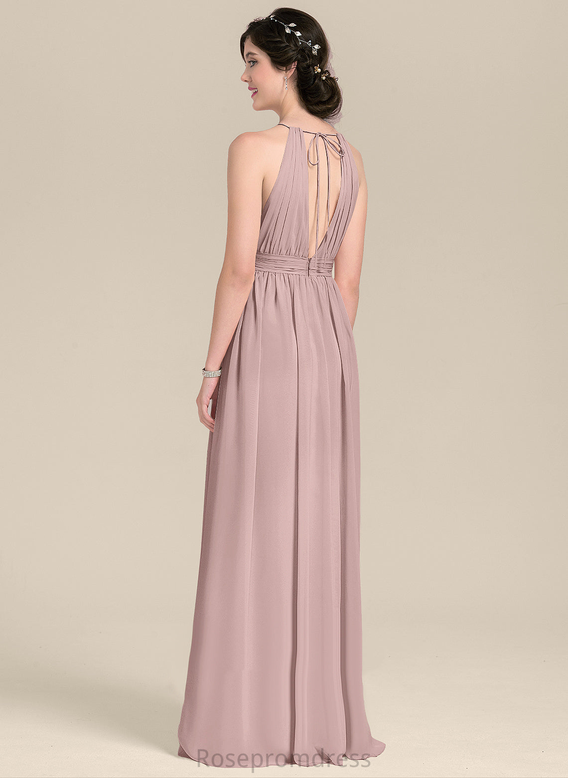 Scoop Silhouette Fabric Floor-Length Neckline Straps&Sleeves A-line Length Karma Floor Length Sleeveless Natural Waist Bridesmaid Dresses