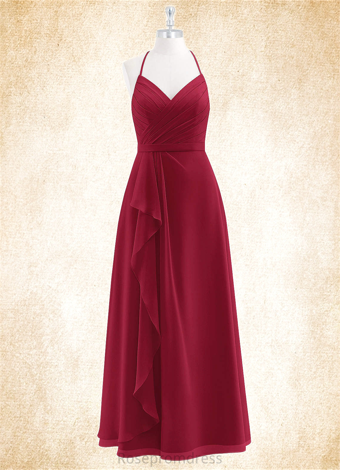 Sandra A-Line Pleated Chiffon Floor-Length Dress SRSP0019722