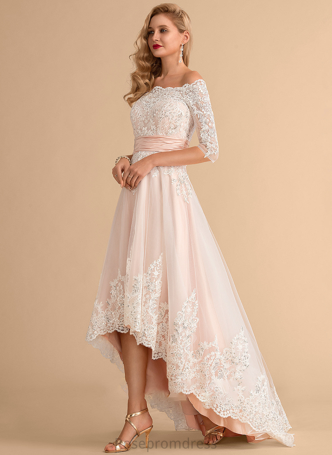 Lace Wedding Dress With Tulle Satin Asymmetrical Sequins Wedding Dresses A-Line Lila