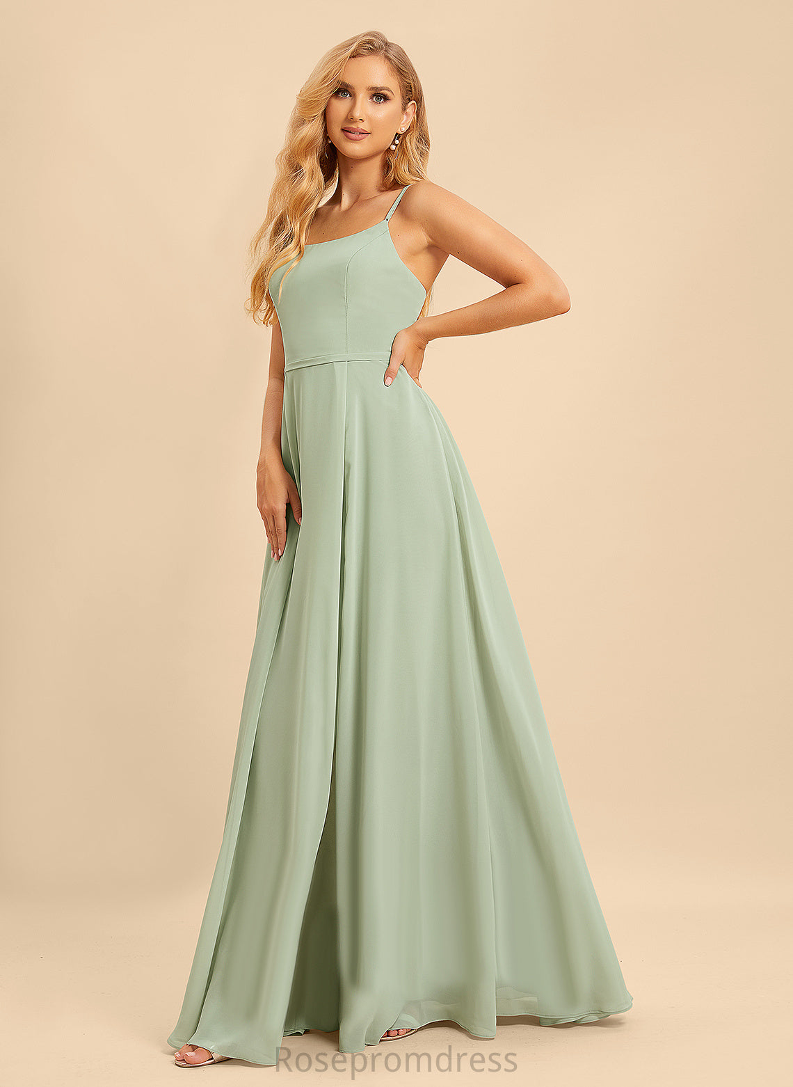 Length Straps&Sleeves A-line Floor-Length Silhouette Neckline Fabric Square Annabella Bridesmaid Dresses