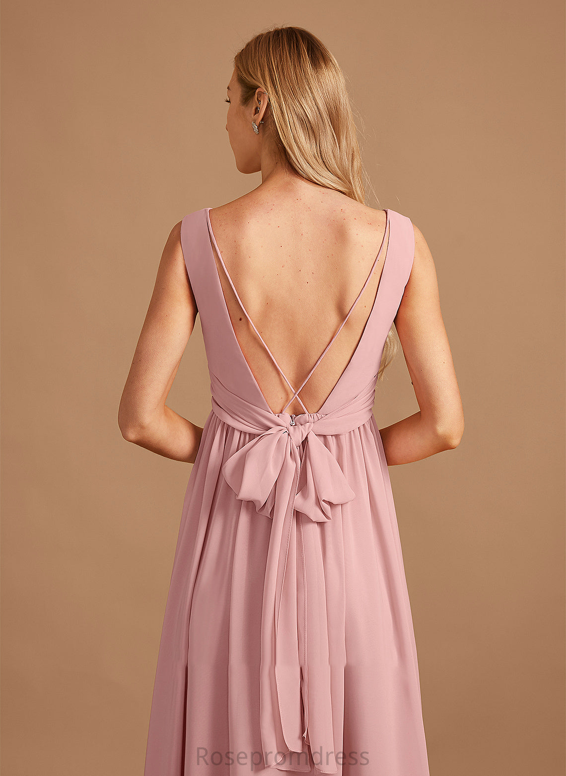 Bow(s) Neckline Ruffle V-neck Silhouette Embellishment Fabric A-Line Length Floor-Length Dylan Bridesmaid Dresses