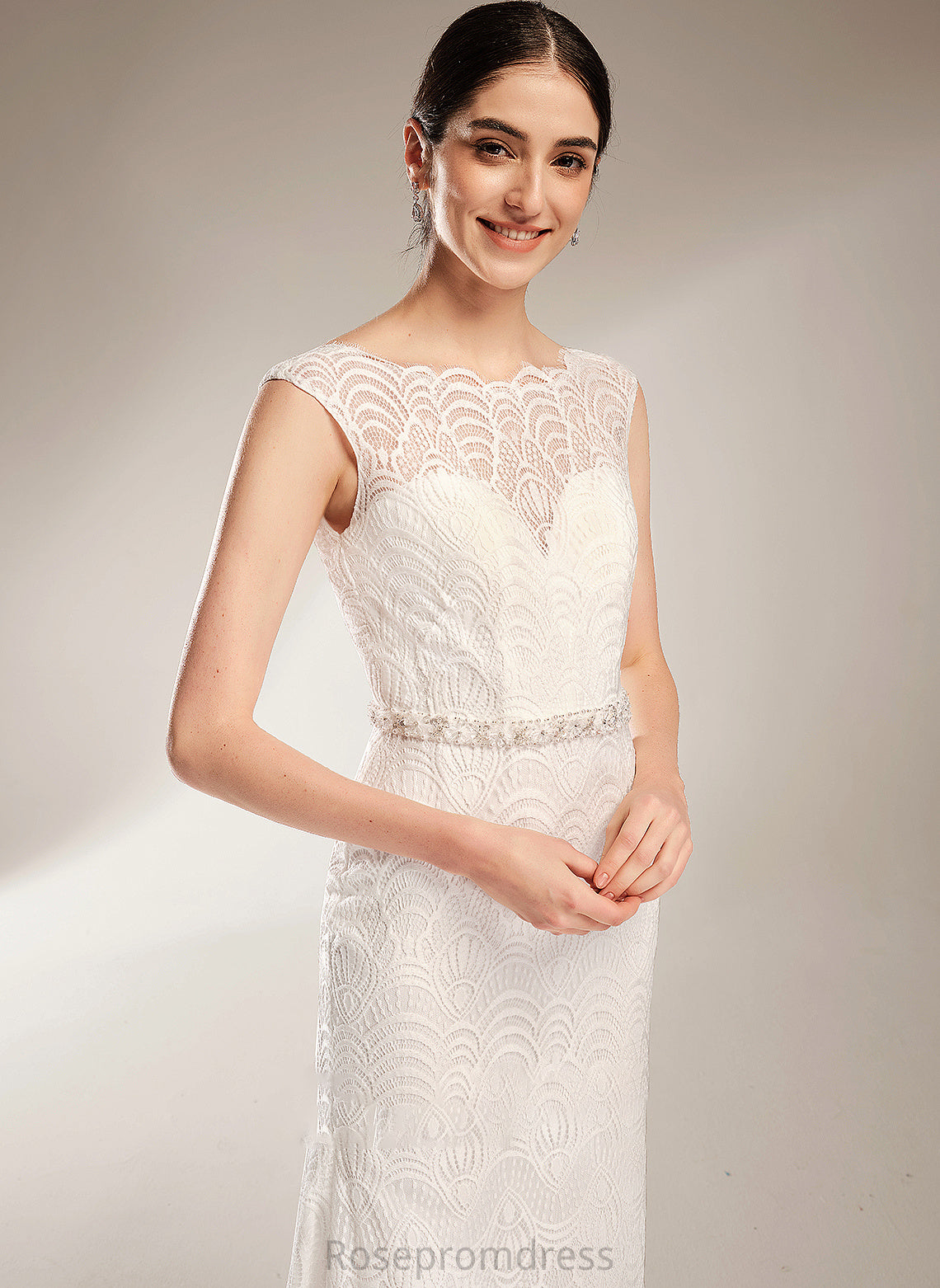 Sequins Sheath/Column Court Train Katrina Wedding Scoop Dress Beading Wedding Dresses Neck With