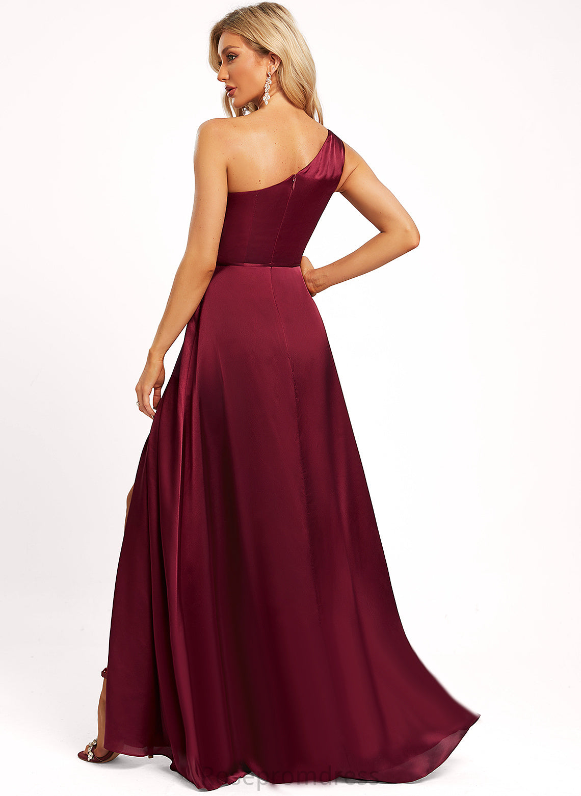 Length Floor-Length Straps&Sleeves A-line Silhouette Neckline Sleeveless OneShoulder BackStyle Patti Bridesmaid Dresses