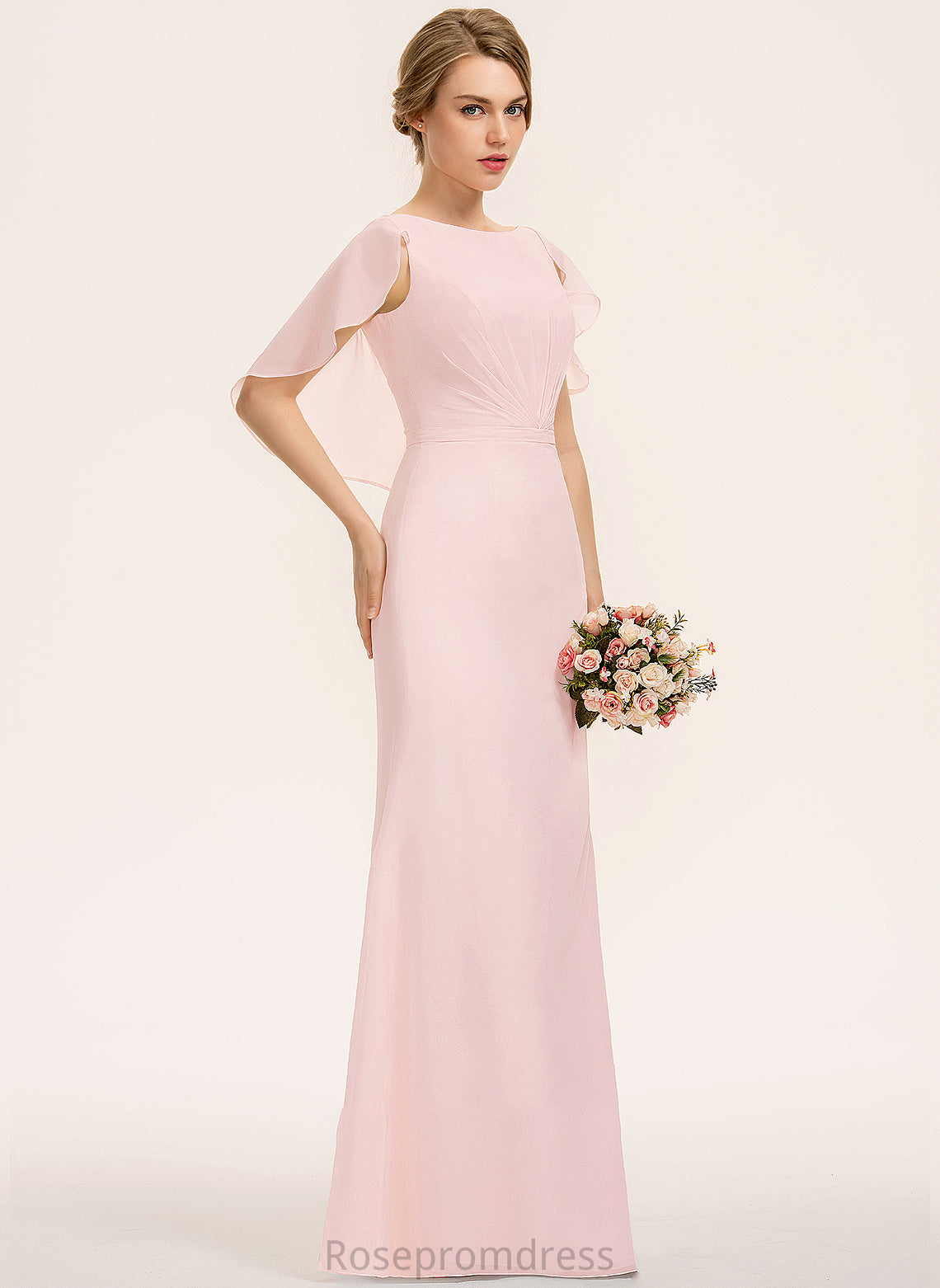 A-Line Embellishment Fabric Silhouette ScoopNeck Length Floor-Length Neckline CascadingRuffles Christina Natural Waist A-Line/Princess Bridesmaid Dresses