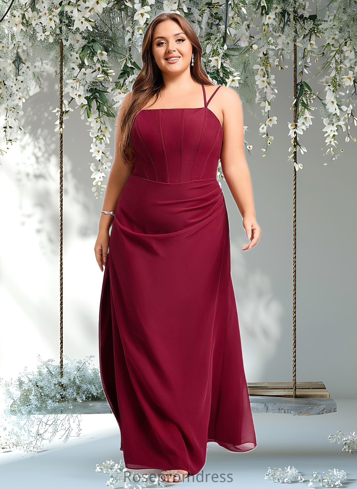 Leilani Trumpet/Mermaid Square Floor-Length Chiffon Bridesmaid Dress DSP0025826