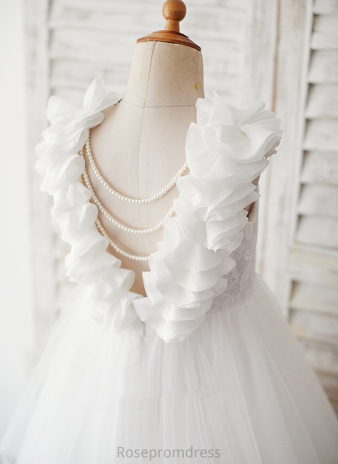 Ball-Gown/Princess Sweep Tulle/Lace Flower Girl Dresses Flower(s) Train Dress Neck - Alice Sleeveless Flower Scoop Girl With