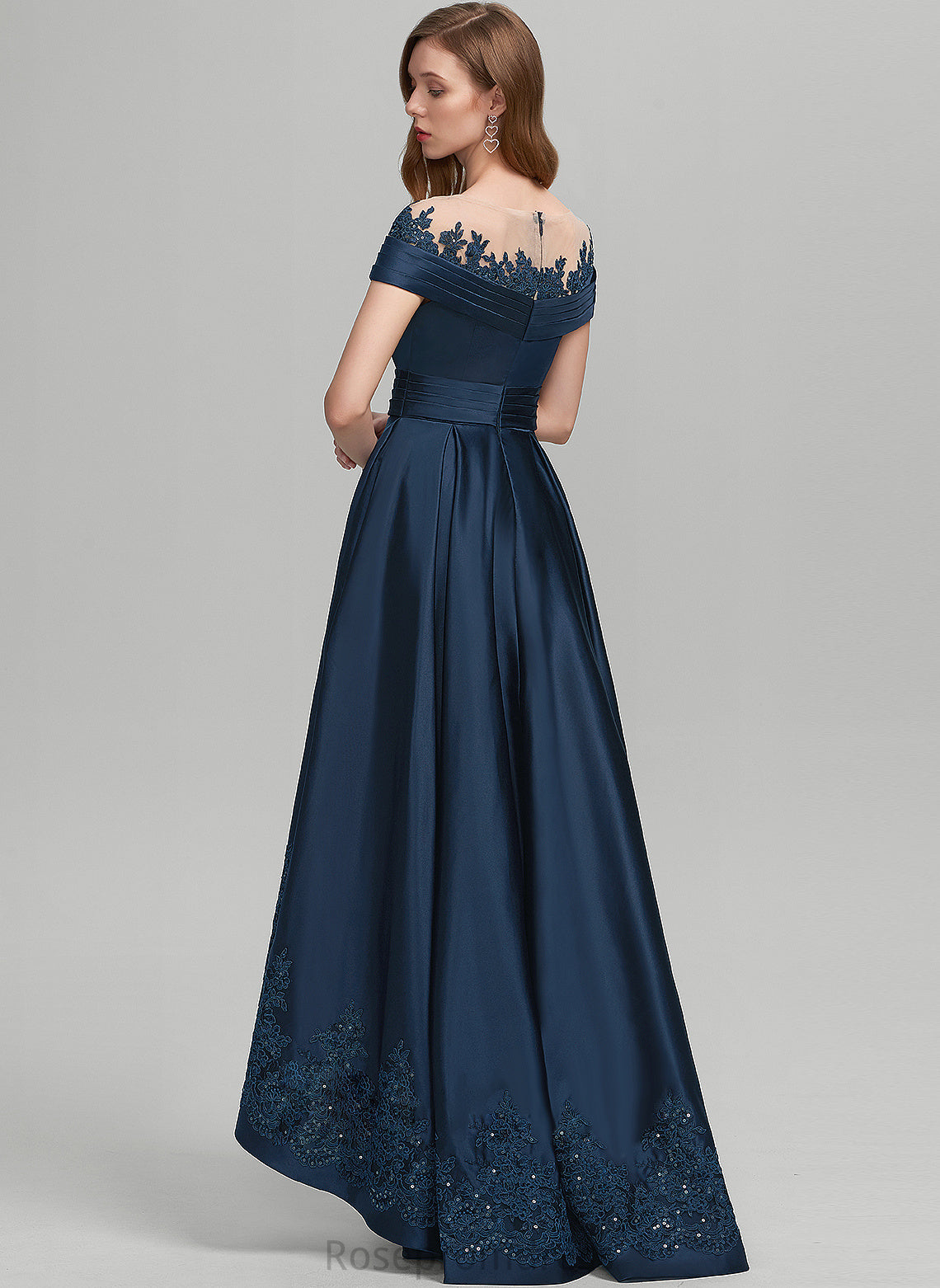Satin Prom Dresses Scoop Nydia Ball-Gown/Princess Sequins With Asymmetrical Neck Pockets