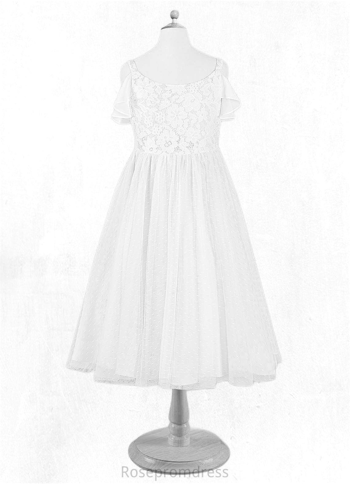 Pru A-Line Lace Tulle Tea-Length Dress SRSP0020245