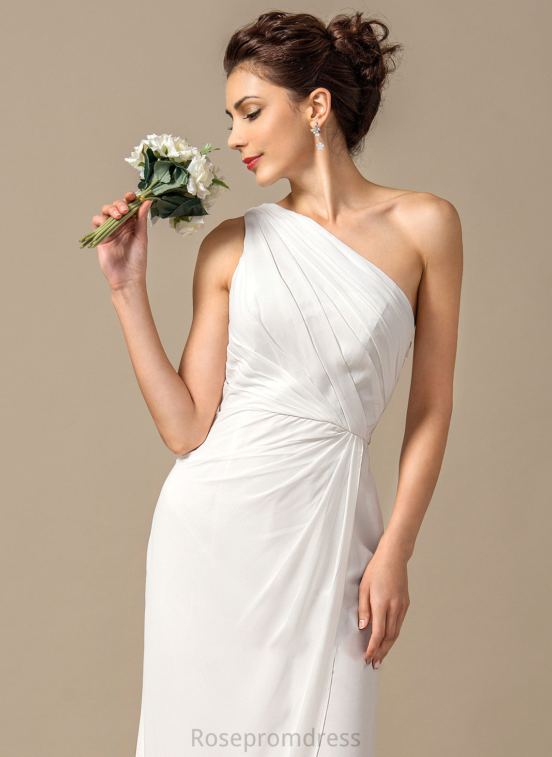 Floor-Length Ruffle Length Embellishment Fabric Neckline Sheath/Column One-Shoulder Silhouette Hillary Bridesmaid Dresses