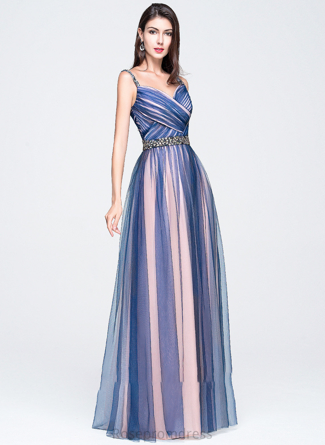 Prom Dresses Sandy With Ball-Gown/Princess Beading Sweetheart Tulle Floor-Length Sequins Ruffle