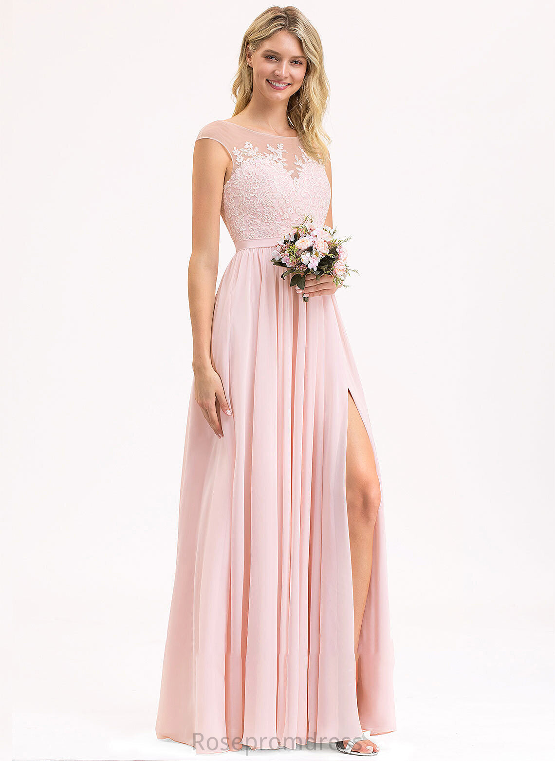 Neckline Fabric Silhouette Floor-Length A-Line Length Embellishment ScoopNeck SplitFront Lillie Bridesmaid Dresses