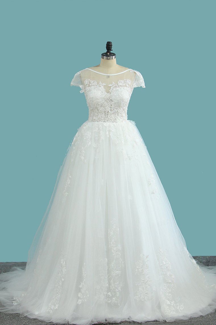 2024 Scoop Mermaid Tulle With Applique Open Back Wedding Dresses