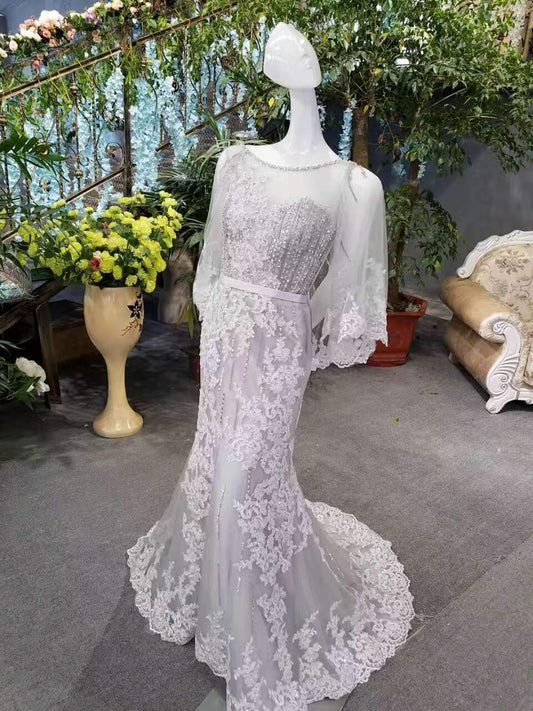 Scoop Neck Mermaid Prom Dresses Tulle Zipper Up With Beadings And Rhinestones And SRS13460