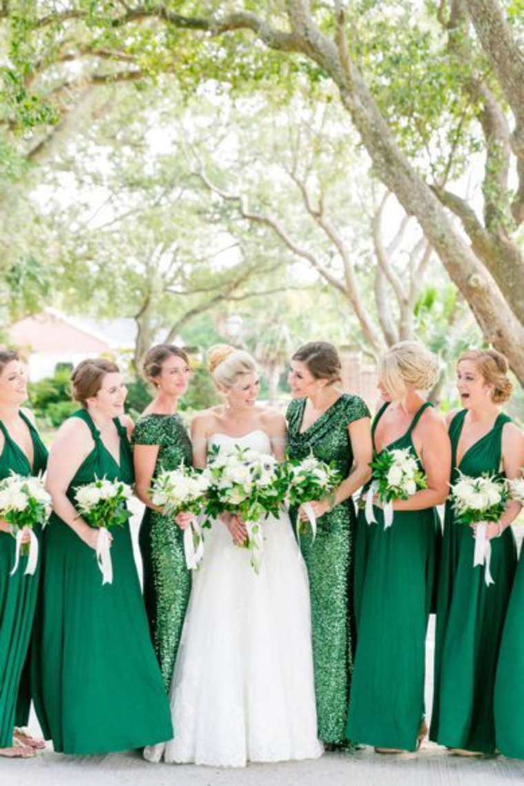 Sequin Wedding Party Dresses Bridesmaid Dresses With Short SRSP693L41T