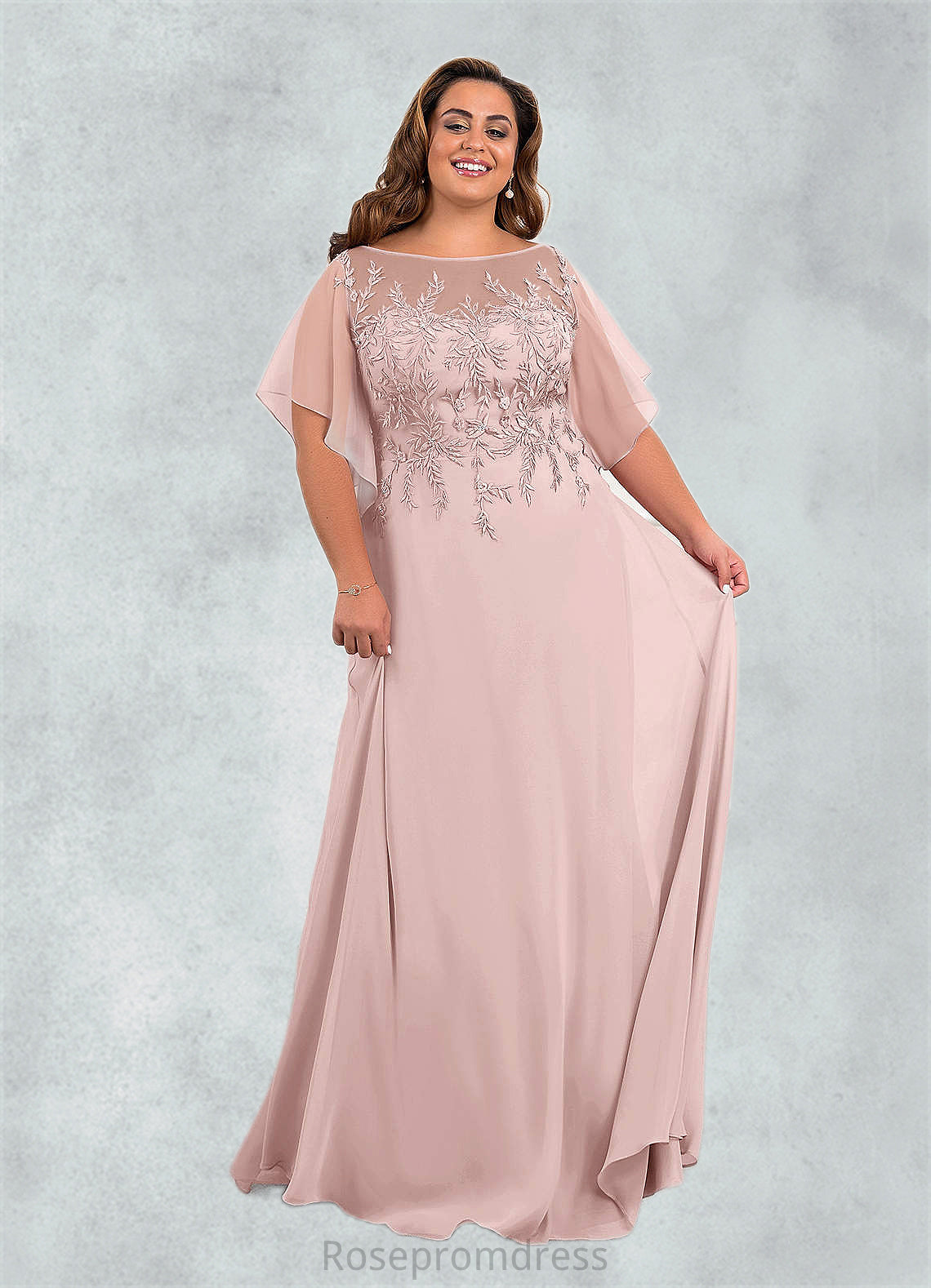 Eliana A-Line Sequins Chiffon Floor-Length Dress SRSP0019873