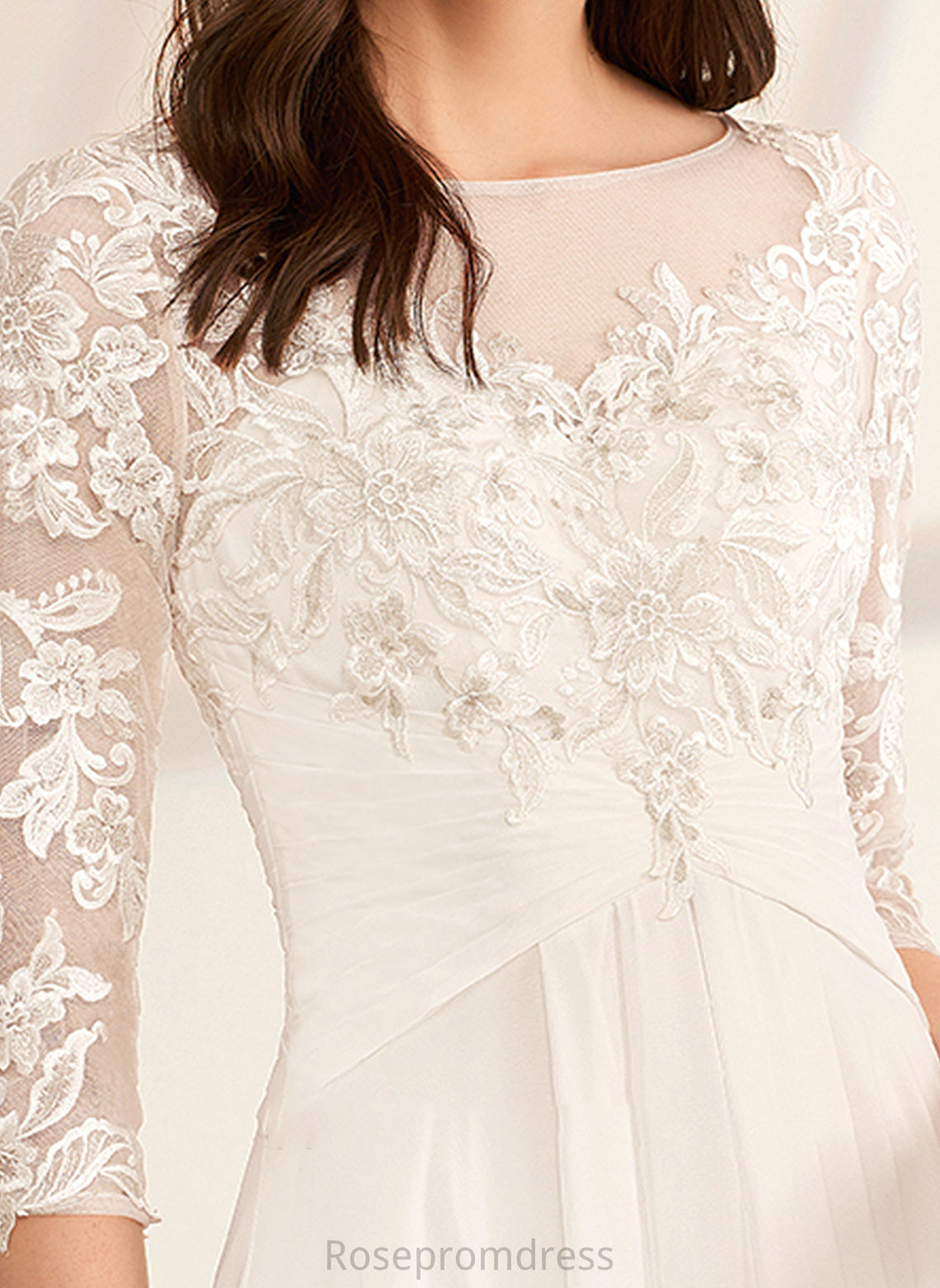 Illusion Floor-Length With Ruffle Dress Milagros A-Line Wedding Wedding Dresses Beading