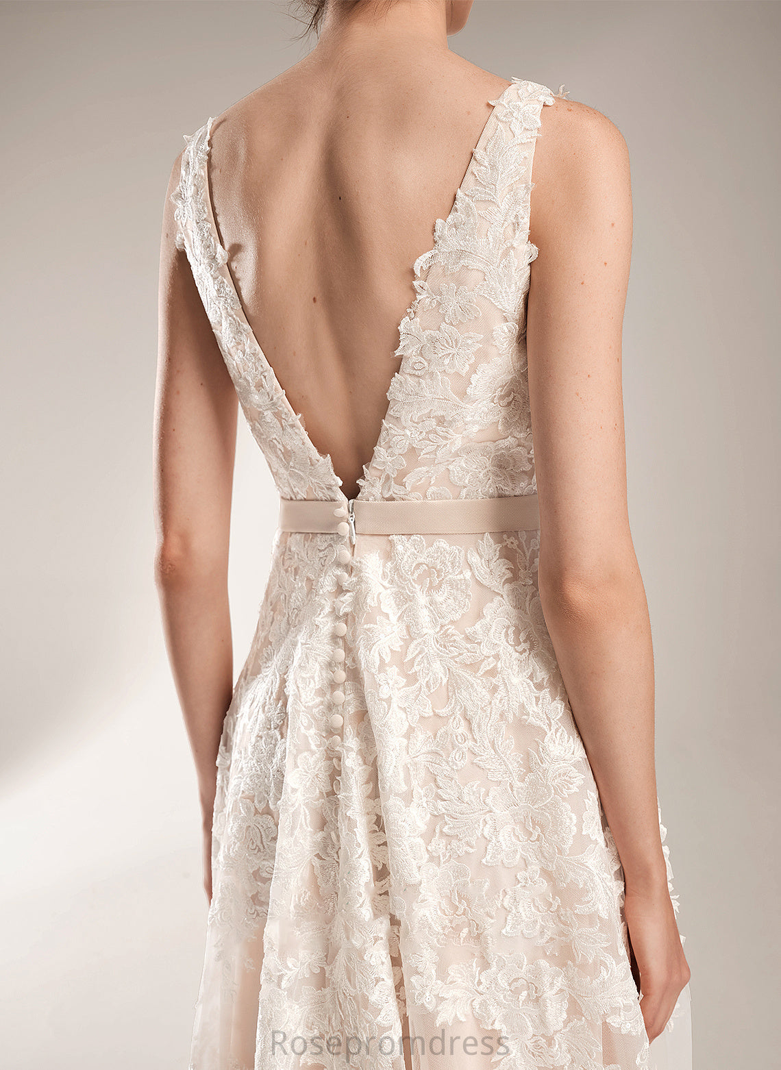 A-Line V-neck Court Dress Wedding Dresses Train Ashly Wedding