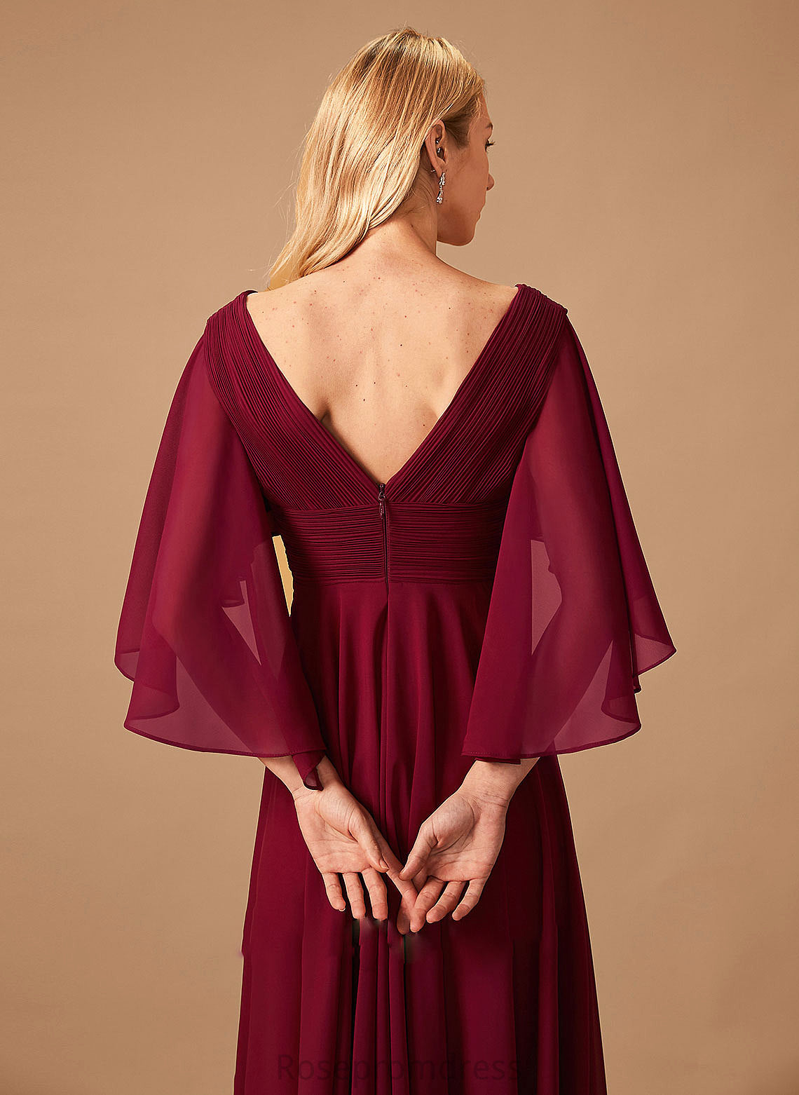 Silhouette A-Line Neckline Length Ruffle Floor-Length Embellishment V-neck Fabric Jacquelyn Bridesmaid Dresses