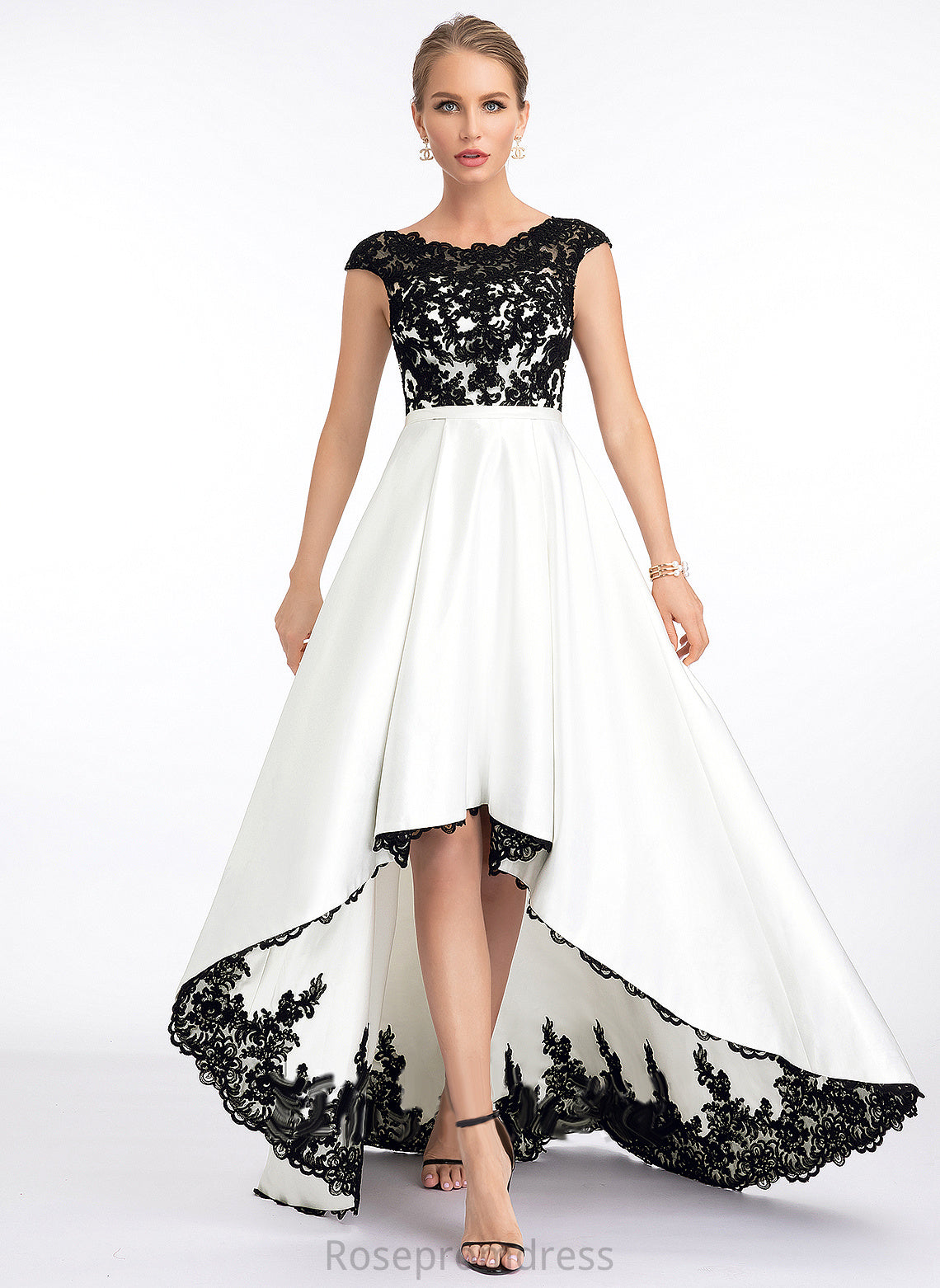 Scoop Kaylah Prom Dresses Asymmetrical Ball-Gown/Princess Lace Satin