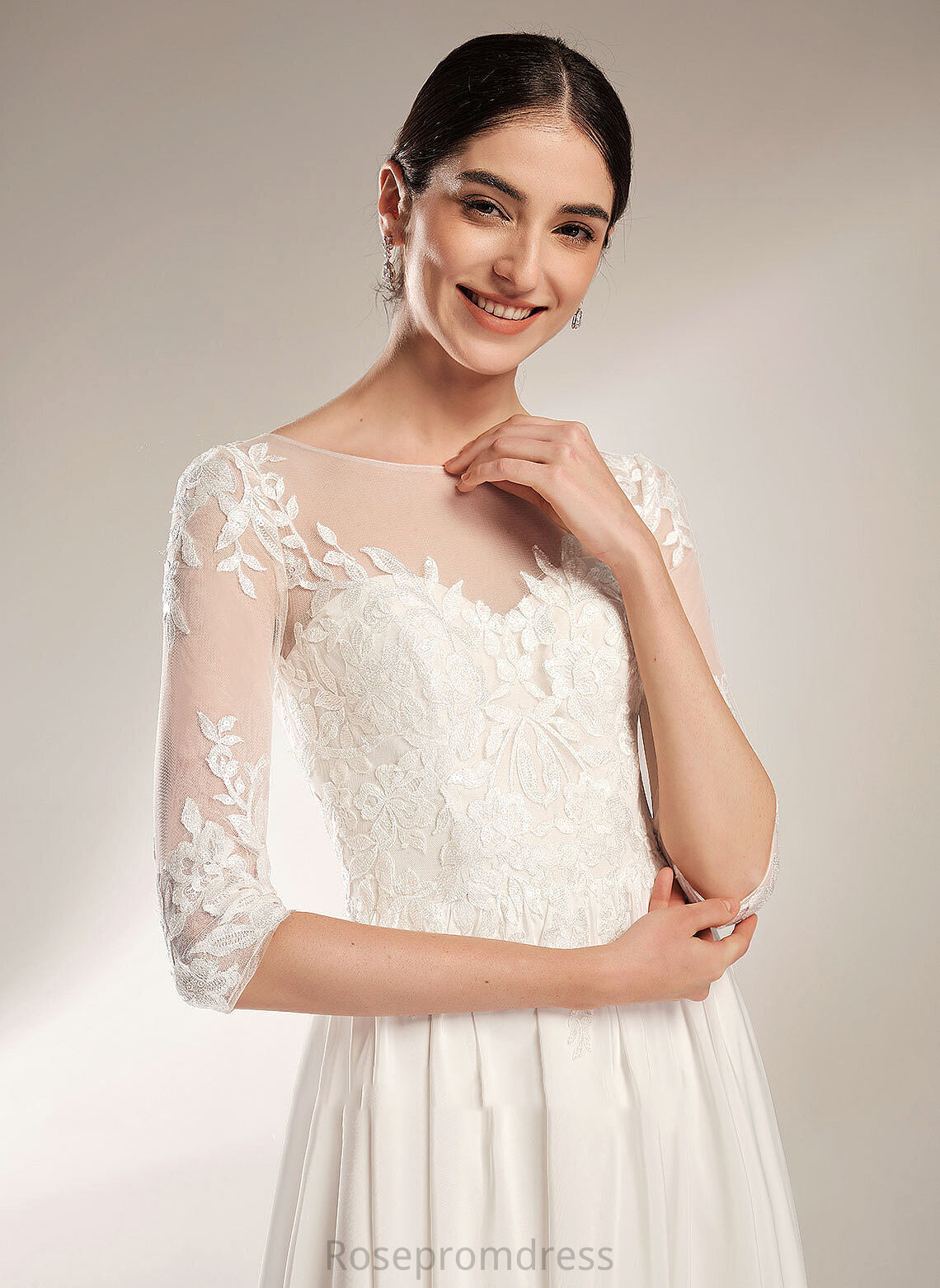 A-Line With Train Sequins Dress Chanel Wedding Dresses Illusion Sweep Wedding