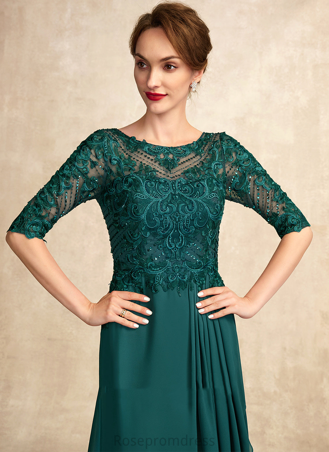 Bride Mother Mother of the Bride Dresses Lace A-Line Beading Ruffles Floor-Length Neck With Sequins Scoop Aliana the of Dress Chiffon Cascading