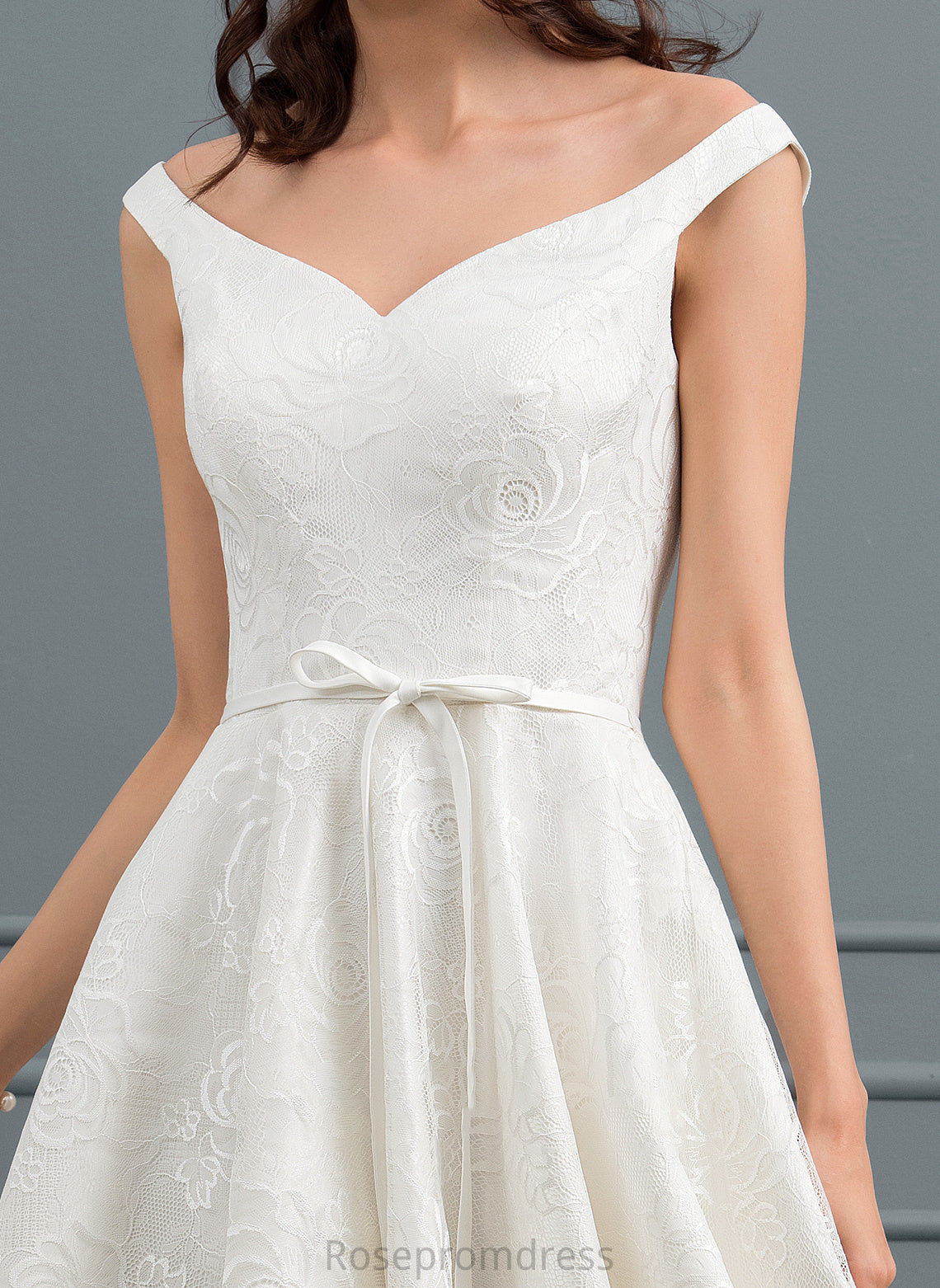 Asymmetrical A-Line Suzanne Lace Wedding Wedding Dresses Dress Bow(s) With