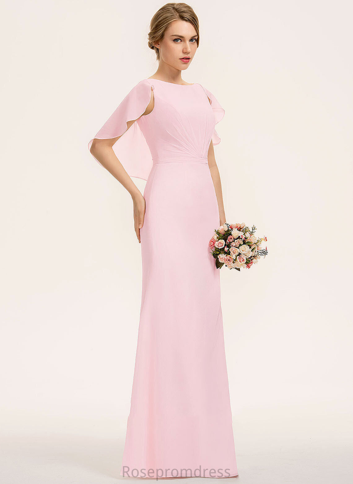 A-Line Embellishment Fabric Silhouette ScoopNeck Length Floor-Length Neckline CascadingRuffles Christina Natural Waist A-Line/Princess Bridesmaid Dresses