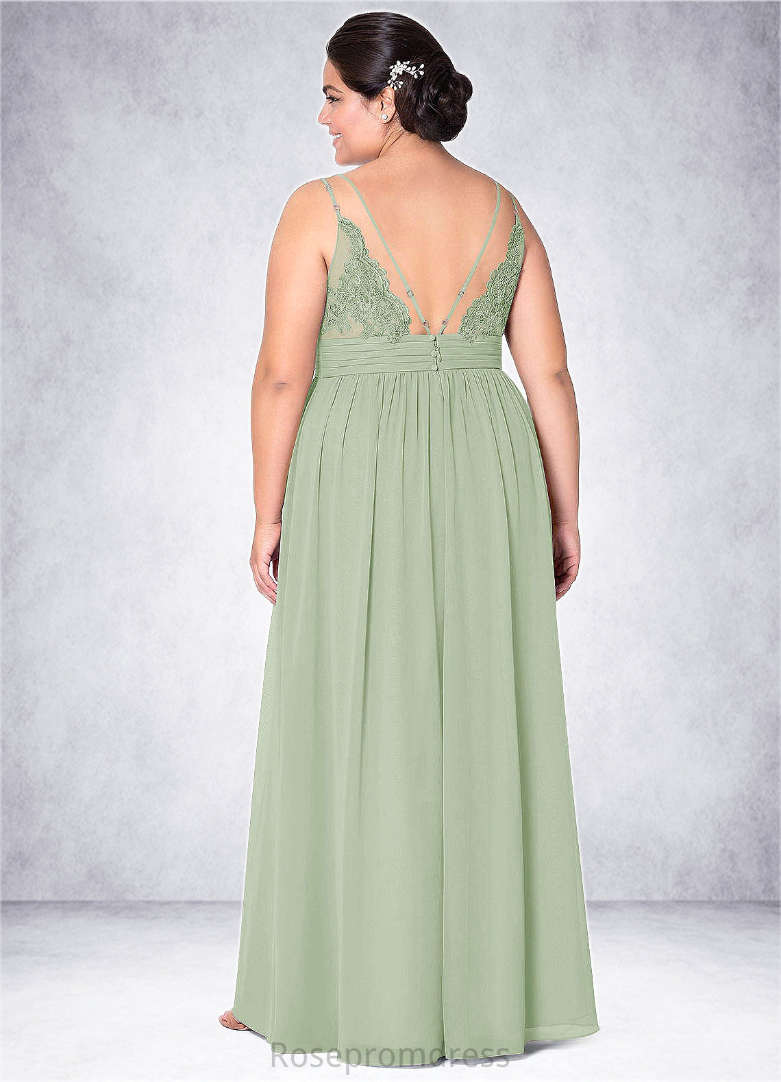 Penelope A-Line Lace Chiffon Floor-Length Dress SRSP0019782